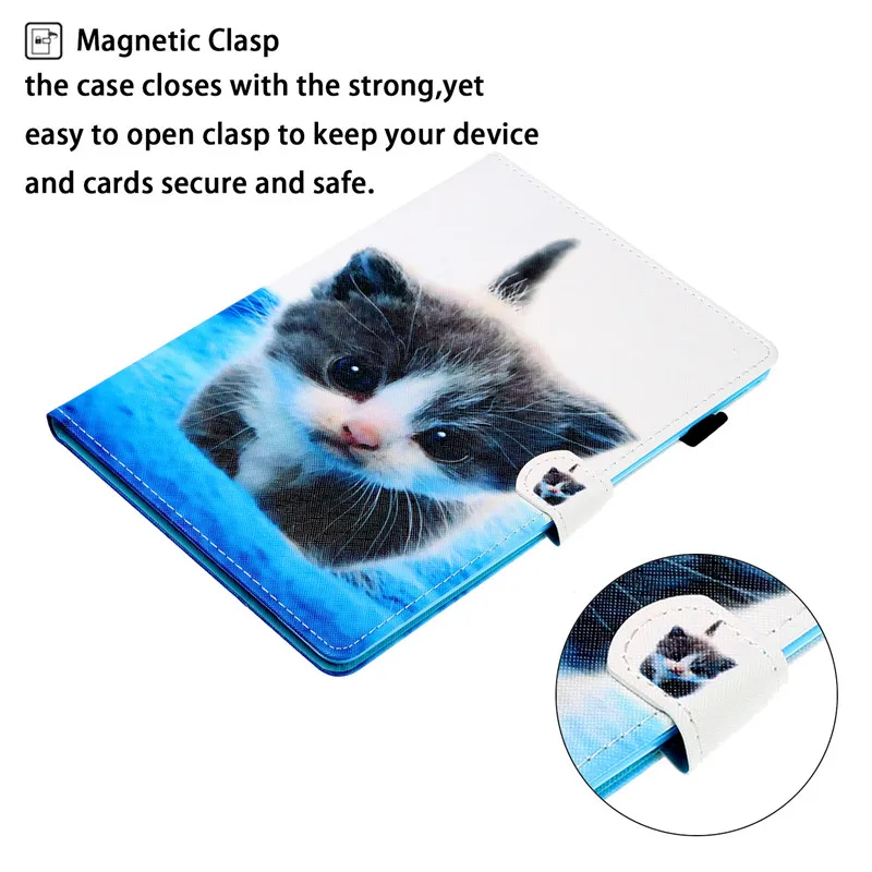 

Wekays Coque For Samsung Tab A 10.1 2019 Cartoon Cat Leather Case For Samsung Galaxy Tab A 10.1 inch 2019 T510 T515 Cover Cases