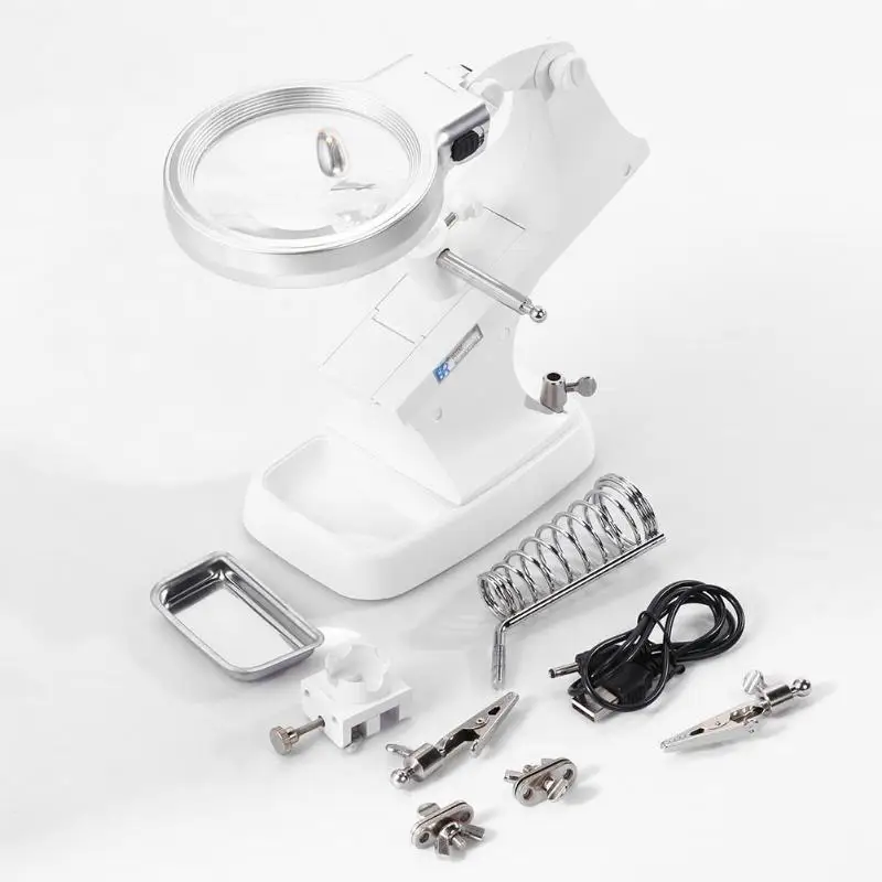 

3X 4.5X Welding LED Loupe Magnifier Soldering Iron Magnifying Glass Alligator Clip Holder Hand Welding Repair Mgnifying Tool