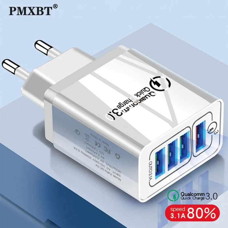 36W быстрое зарядное устройство QC3.0 4 порта USB 5V/3A мобильный телефон адаптер Быстрая