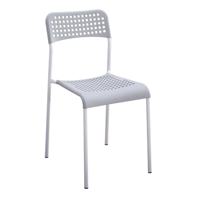 Бытовой пластиковый стул современный минималистичный обеденный со спинкой для