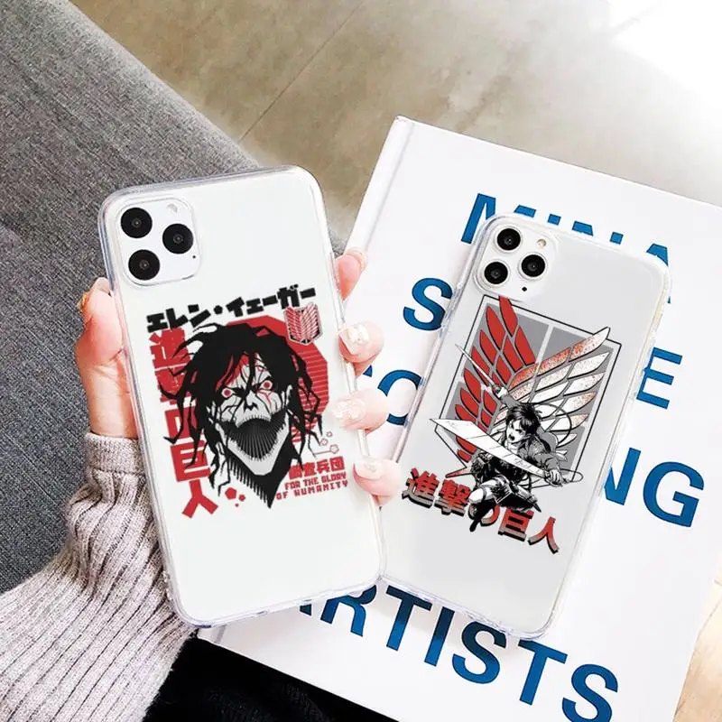 

attack on titan japan anime manga Phone Case Transparent for iPhone 7 8 11 12 13 mini pro X XS XR MAX Plus