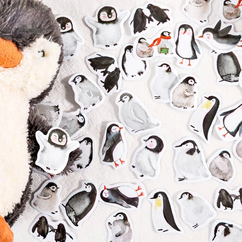 

45 Pcs/pack Cute Penguin Kawaii Stationery Sticker Set Cartoon Animals Decorative Adhesive Label For For Diary Scrapbook Planner