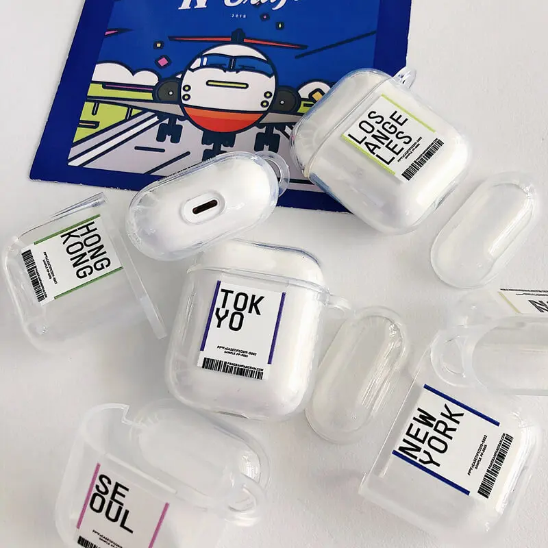 Чехол для наушников в стиле Нью-Йорка с этикеткой штрих-кода airpods мягкий