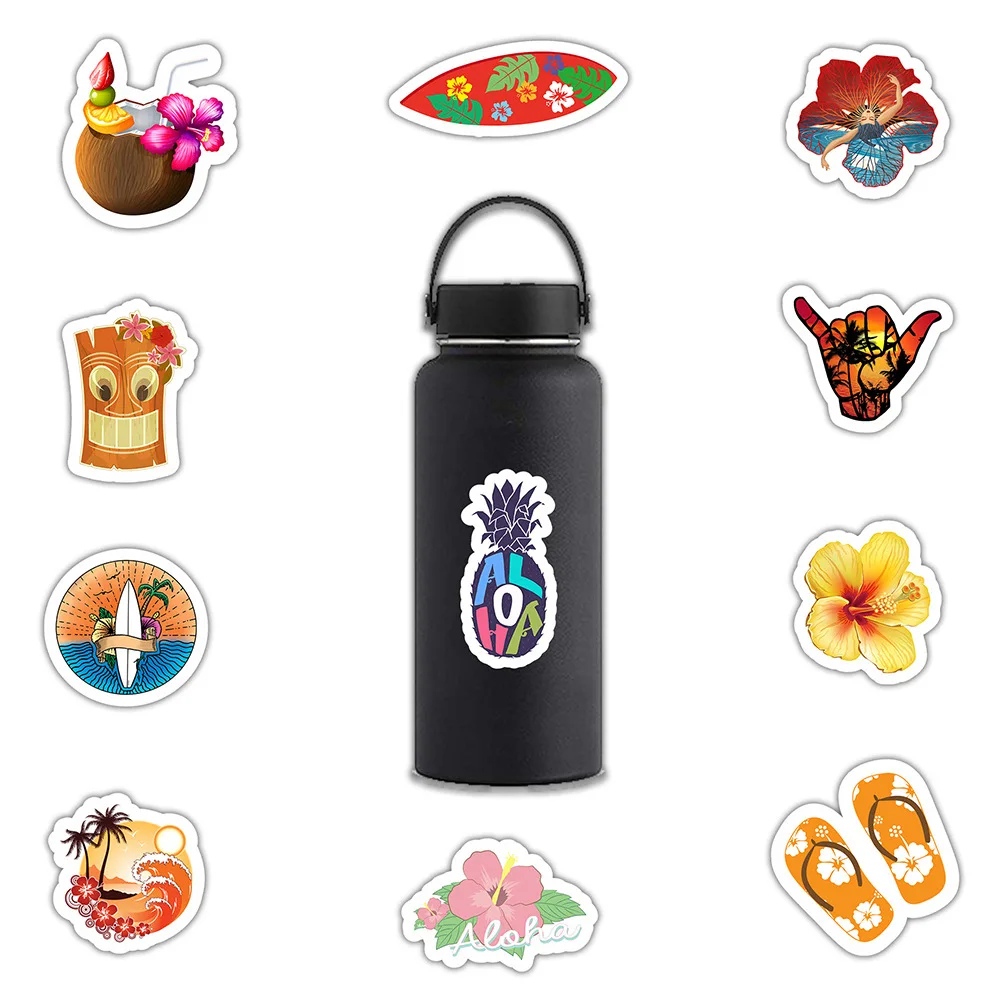 50 шт./пакет мультфильм Стикеры Гавайи с оригинальным изображением тропического