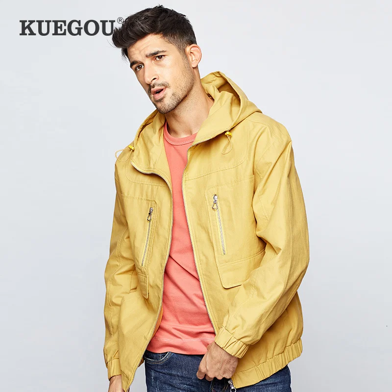 Мужская повседневная куртка KUEGOU с капюшоном и вышивкой в стиле хип хоп 0913|Мужские куртки| |