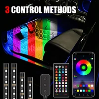 new 48 led car foot light ambient lamp with usb app remote box control multiple modes automotive interior decorative lights