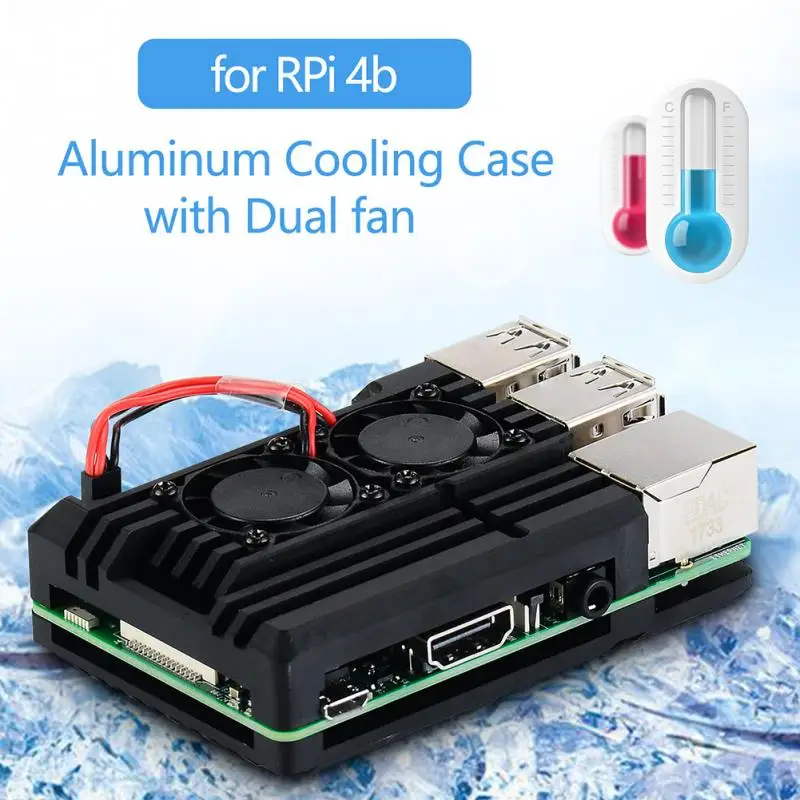 Fit For Raspberry Pi 4 Model B Case Protective Armor Metal Box Shell Enclosure Radiating Plate w/ Cooling Fan | Автомобили и