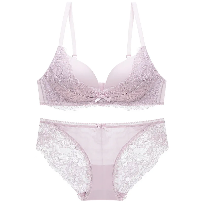 New Push Up Wire Free Women Bra Set Lingerie Thin Cup Sexy Lace Feminina Intimates Underwear & Sleepwears