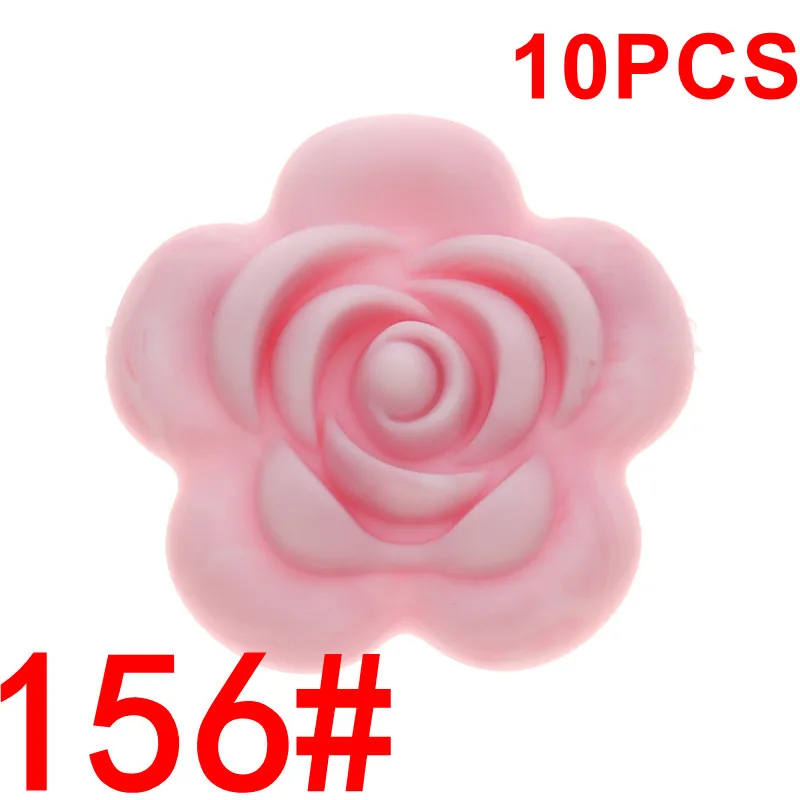 156 Marble Pink Fkisbox 10 шт. Силиконовые Розовые Детские зубные кольца BPA бесплатно цветок жемчуг бижутерия для прорезывания зубов DIY пустышка цепь очаровательные игрушки для кормления - Цвет: 156 Marble Pink