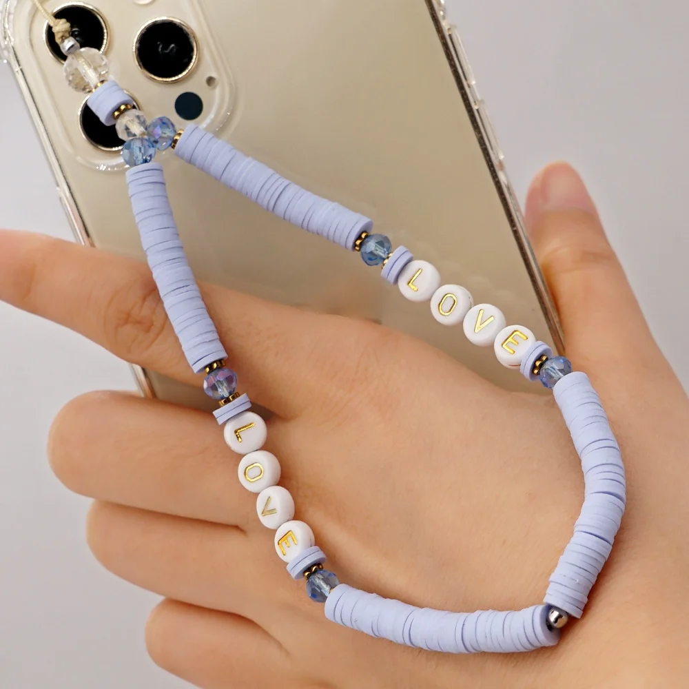 

Acrylic Letter 6mm Soft Pottery Mobile Phone Lanyard Holder Cord Bracelet Chain Anti-lost Cell Phone Strap Rope
