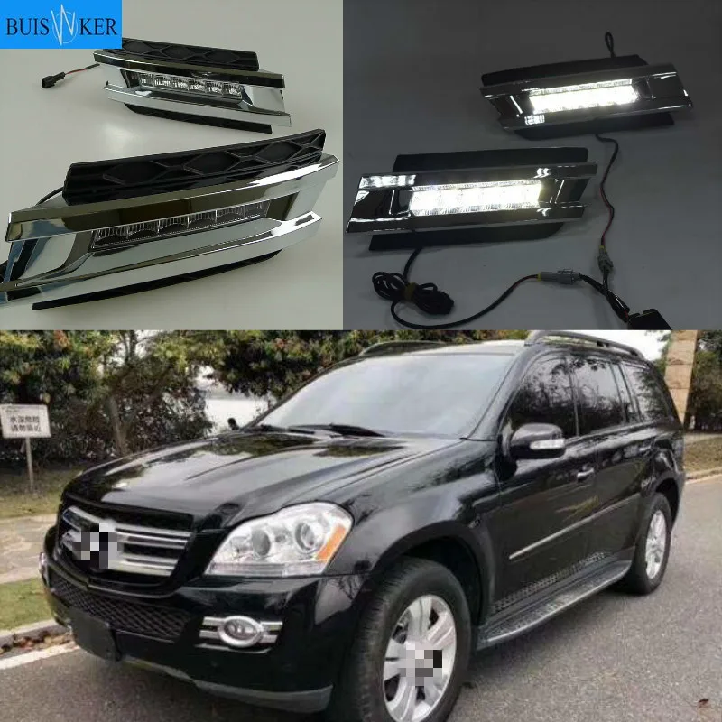 

1 set LED DRL Daytime Running Lights With ABS fog lamps Cover For Mercedes Benz W164 GL320 GL350 GL450 2006-2009