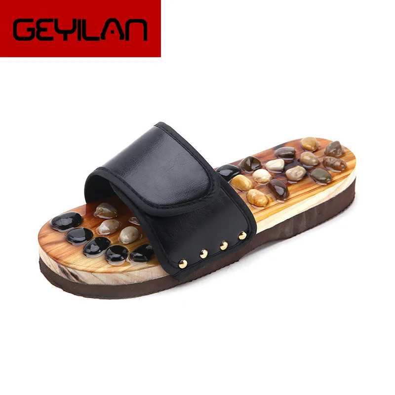 Массажные шлепанцы для ног натуральный камень Повседневная пляжная обувь сланцы