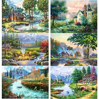 new 5d diy diamond painting cross stitch full square round drill spring landscape diamond embroidery home decor manual art gift