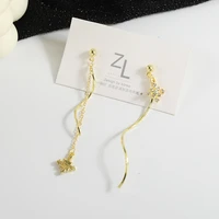 sweet girl earrings 2020 korean fashion new earrings asymmetric wave long crystal personality earrings womens wholesale
