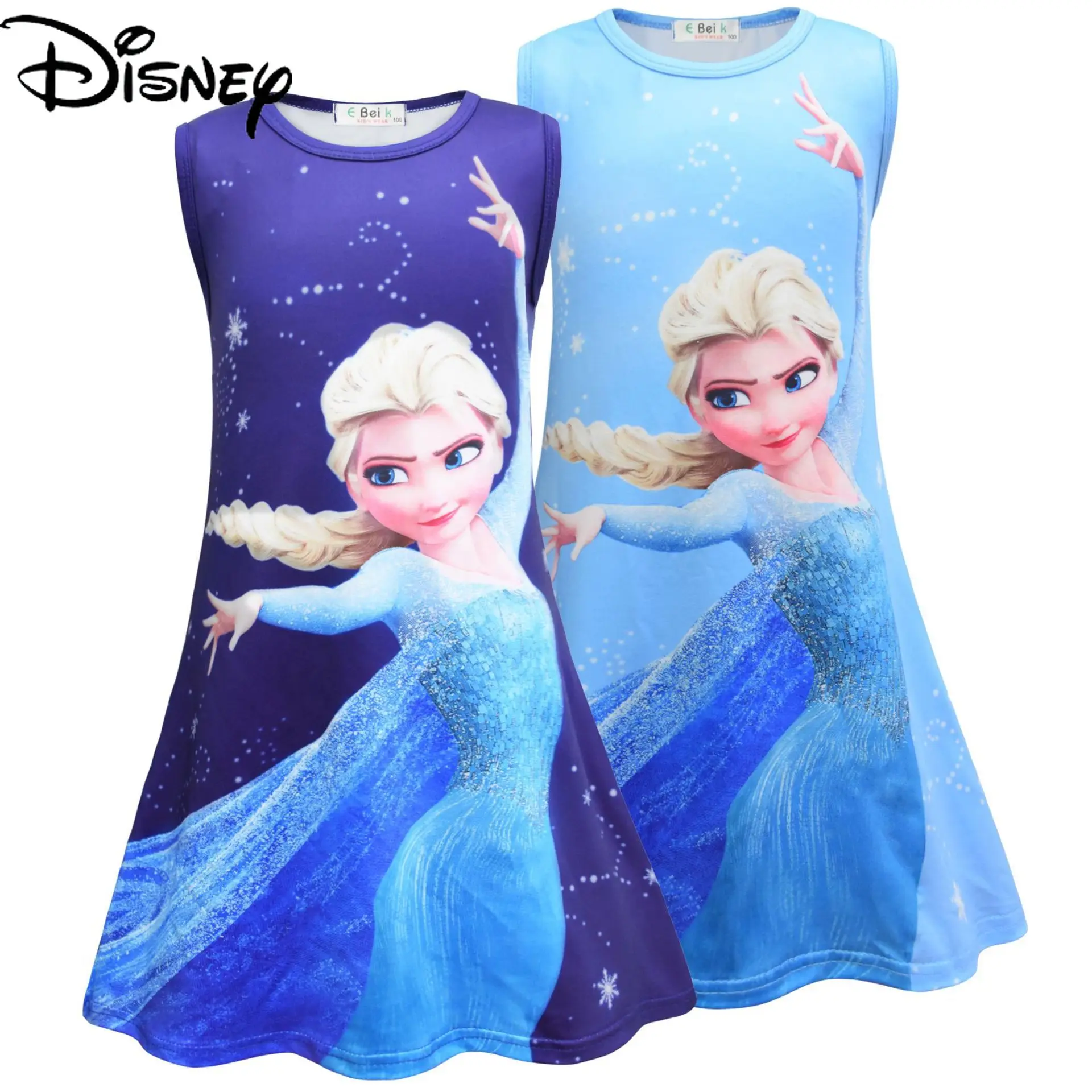 

Disney Children's Skirt Frozen Sleeveless Vest Style Ice Silk Girls Dress A-line Skirt Comfortable Pajama Dress