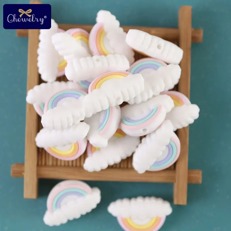 5 шт. мини детский Прорезыватель для зубов Силиконовые бусы радуги и облака