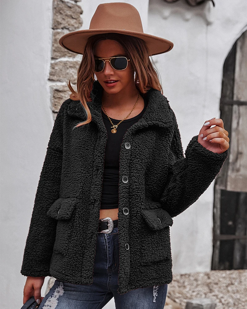 EVERAFTER однотонное плюшевое пальто для женщин из искусственного меха с длинным