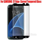 Изогнутое закаленное стекло 9H для Samsung Galaxy S7 Edge, черно-Золотая Защитная пленка для экрана