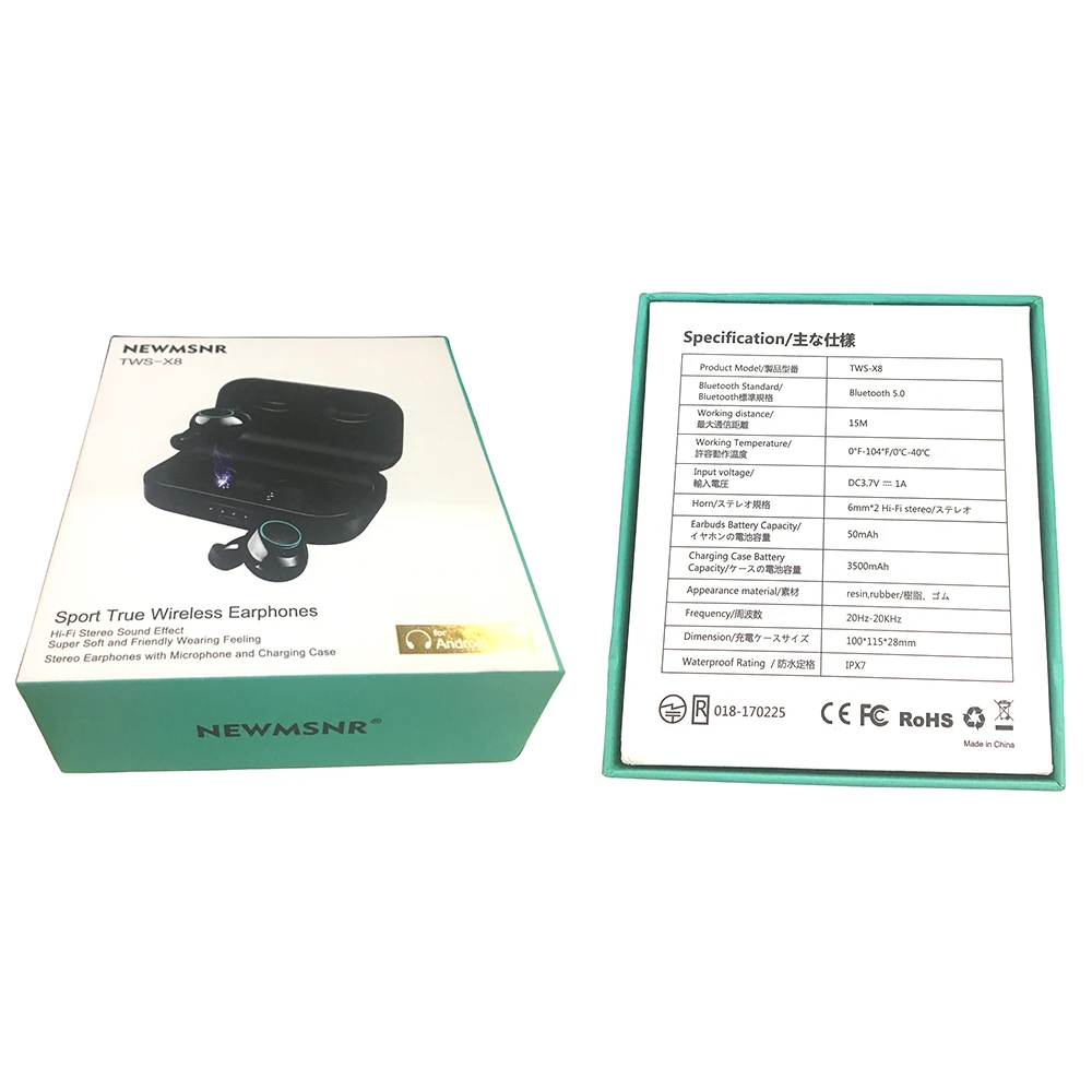 Newmsnr X8 TWS сенсорный Bluetooth 5,0+ EDR наушники, IPX7 водонепроницаемый HiFi стерео CVC 8,0 шумоподавление