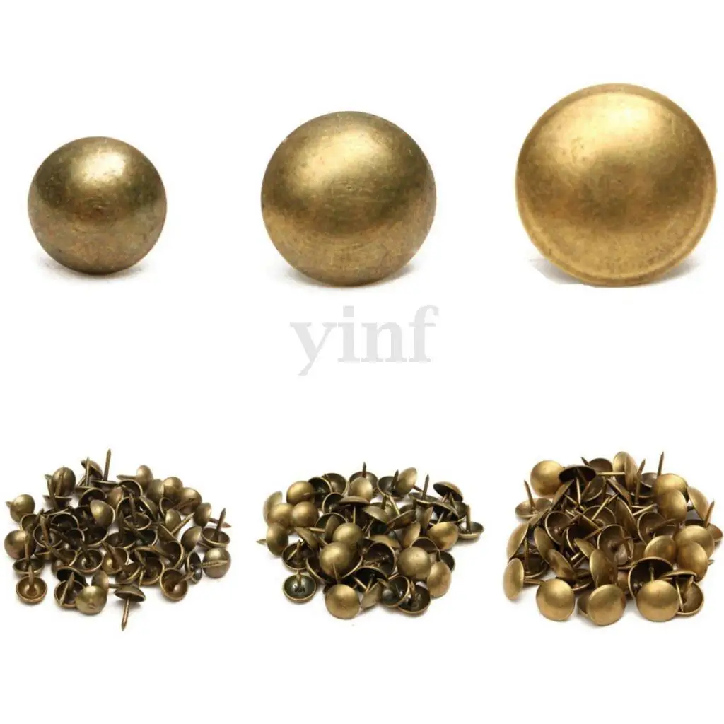 100Pcs BRONZE FURNITURE UPHOLSTERY NAILS STUDS TACKS THUMBTACKS 7/10/11mm