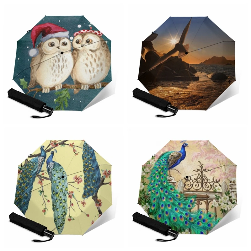 Зонт складной с 8 ребрами для мужчин и женщин ветрозащитный зонтик от солнца