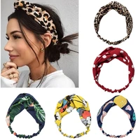 fashion floral print knot women headband vintage hairband girls headwear leopard headband hair accessories