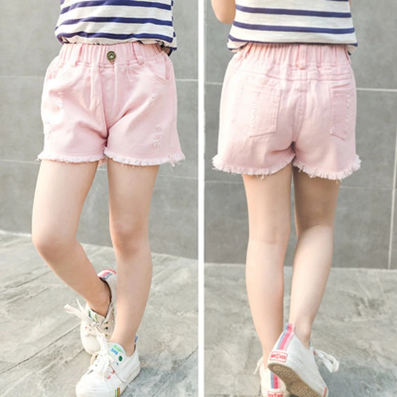 

Teenager Shorts Baby Hot pants Summer Denim Shorts For Girls White Pink Teens Girl Short Jeans 3 4 5 6 7 8 9 10 12 15 Y Old Kids