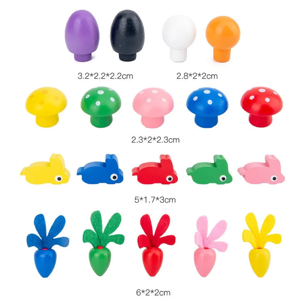

Kids Wooden Rabbit Pulling Carrots Mushrooms Puzzle Game Early Educational Toy
