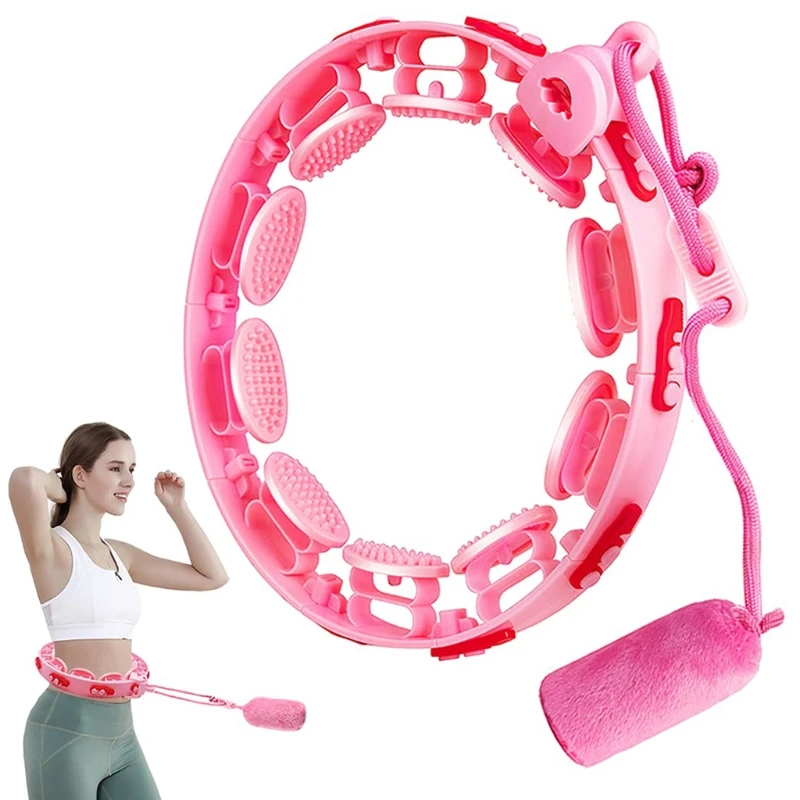 

Smart Weighted Fitness Waist Hoop for Adults Weight Loss, 14 Detachable Knots, 2 in 1 Adomen Fitness Message Portable