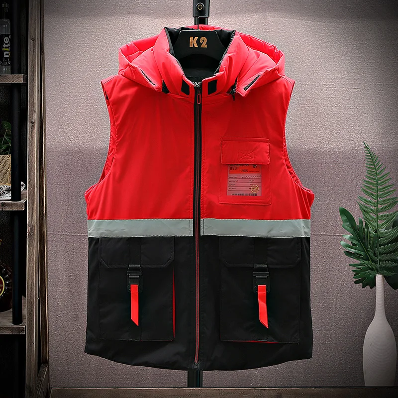 

Spring Vest Down Jackets Hoody For Men Off White Casual Regular Standard Sleeveless Warm Patchwork Down Ultralight 17qc-8202