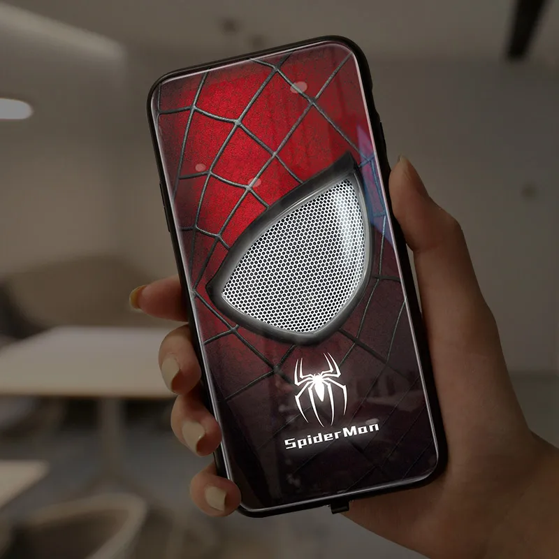 Red Mofi Smart Led Glow чехол для телефона для iPhone XR XS MAX чехол Funda Роскошный Жесткий Силиконовый ТПУ узорчатый стеклянный персонаж Капа - Цвет: Red