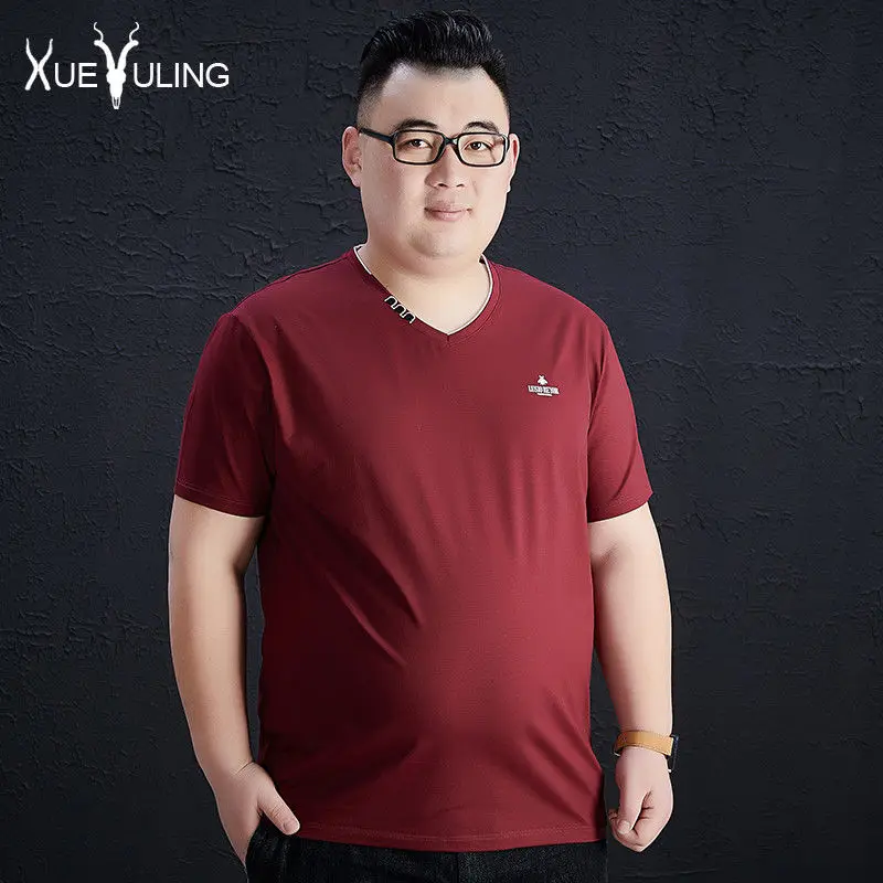 

Summer new V-neck short sleeve T-shirt plus large size light casual cotton T-shirt chubby loose chubby top