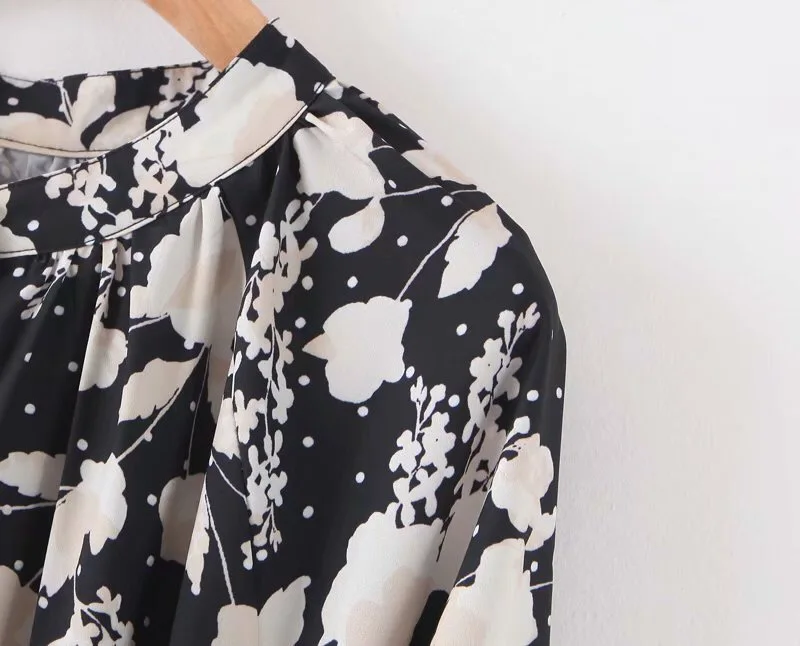 2019 осеннее платье с цветочным принтом и длинным рукавом винтажное открытыми