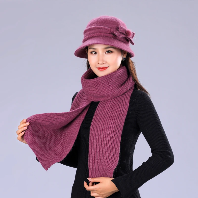 Женская осенне зимняя шапка шарф Шапка смешанный ворсинки мех кролика теплая