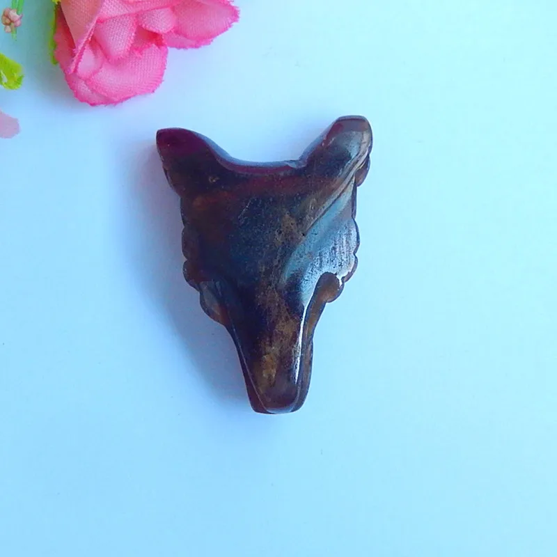 

Wholesale,Carved Garnet Wolf Head fashion Pendant 32x23x13mm12.8g