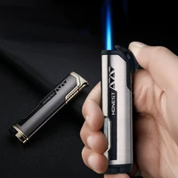 honest new windproof lighter jet blue torch metal lighter butane gas transparent visible cigar accessory portable smoking tool