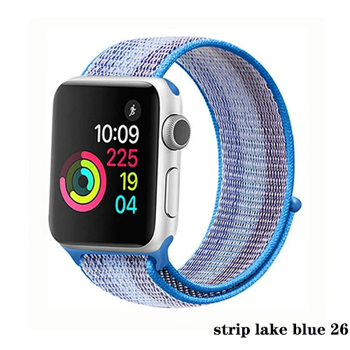 Нейлон pulseira для apple watch band 4 44 мм 40 мм(iwatch 5) apple watch 3 2 1 ремешок 42 мм 38 мм дышащий браслет ремень аксессуары - Цвет ремешка: strip lake blue 26