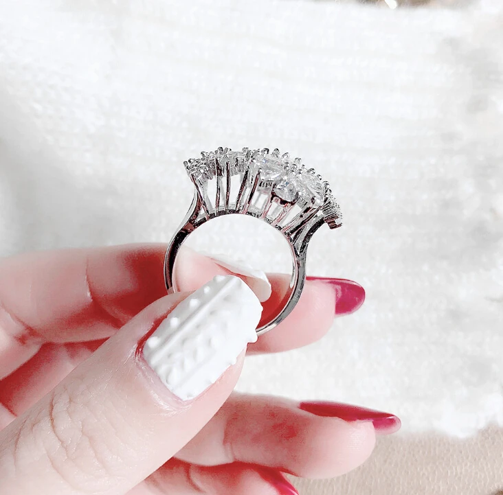 RAKOL роскошное модное Хрустальное свадебное кольцо с цветами высокого качества