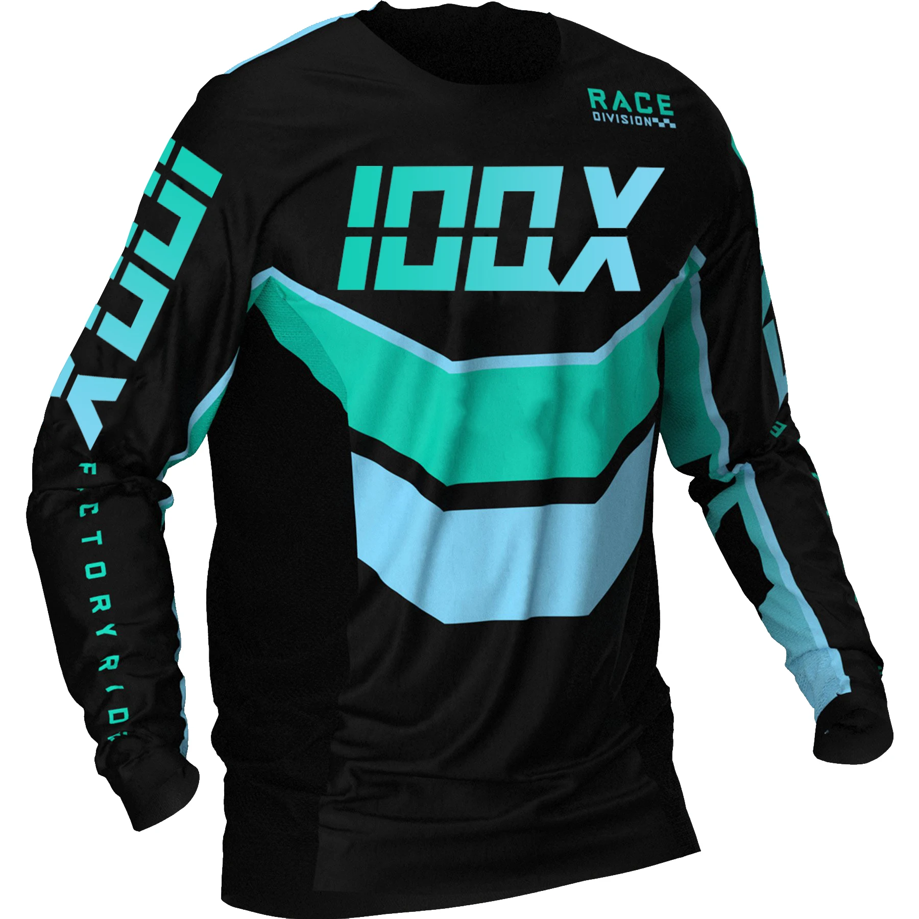 

IOQX Black/Mint/Sky Blue PODIUM Adult Jersey Motocross Racing Mx Dirt Bike Off Road Atv MBX Shirt