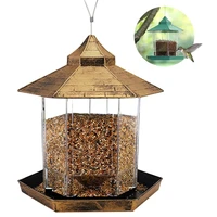 new waterproof gazebo hanging wild bird feeder outdoor container with hang rope feeding house type bird feeder aves decor