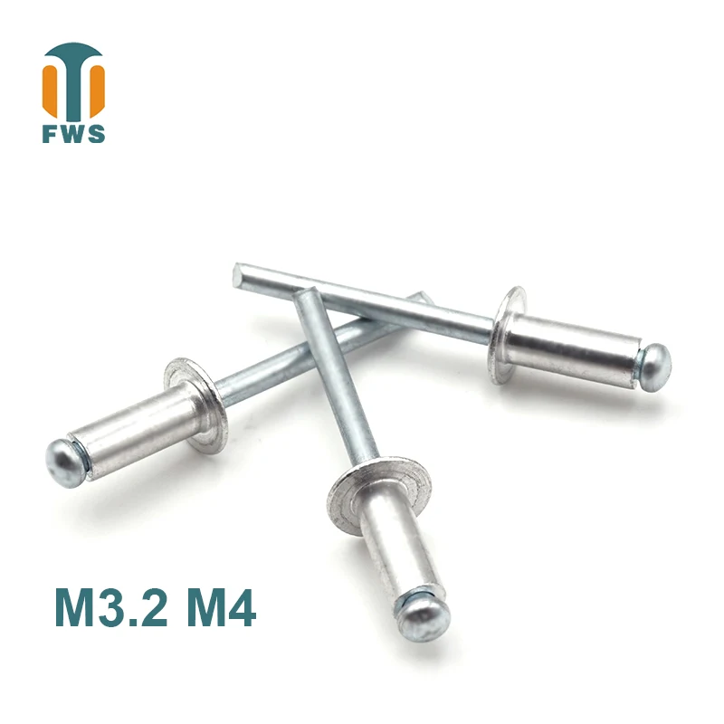 

10 PCS M3.2 M4 DIN EN ISO 15977 GB /T 12618.1 Aluminum Open End Blind Rivets With Protruding Head For Furniture Car Aircraft