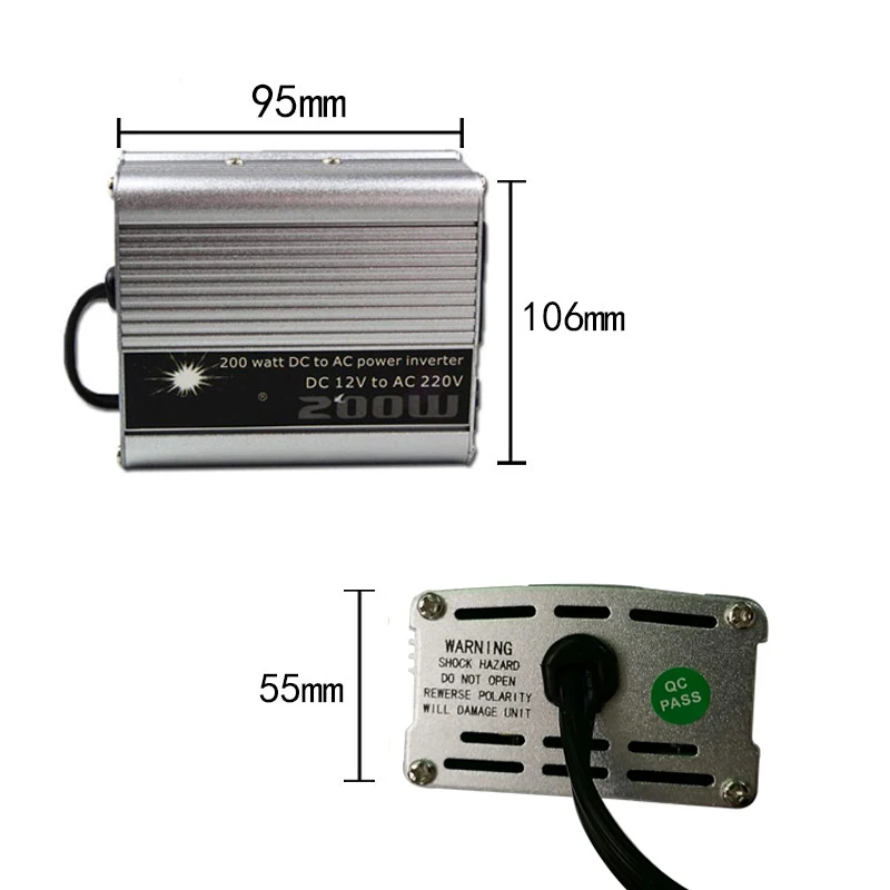 Портативный автомобильный преобразователь напряжения 200 Вт 12 В 220 инвертор