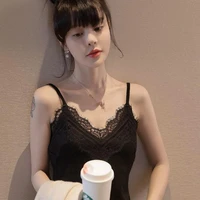 corset top 2021 lace outer wear beautiful back knitted camisole womens base halter slim sleeveless top women fairy grunge y2k