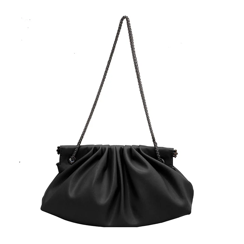 

Small Folds Design PU Leather Shoulder Crossbody Bags for Women 2021 Summer Fashion New Brand Travel Chain Handbags and Purses