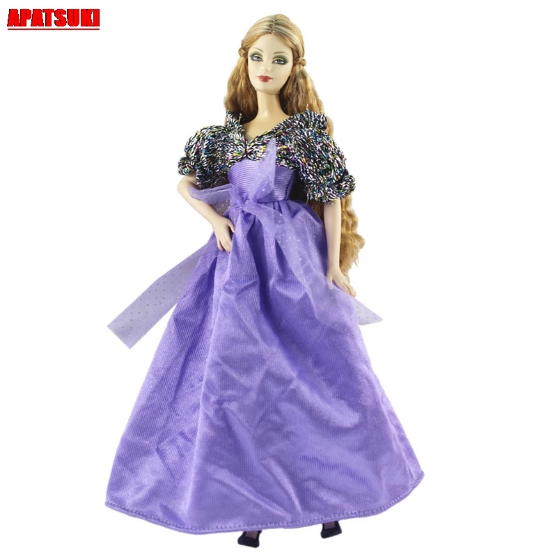 1 шт. Фиолетовый Вечерние вечернее платье с бантом Одежда для куклы Барби