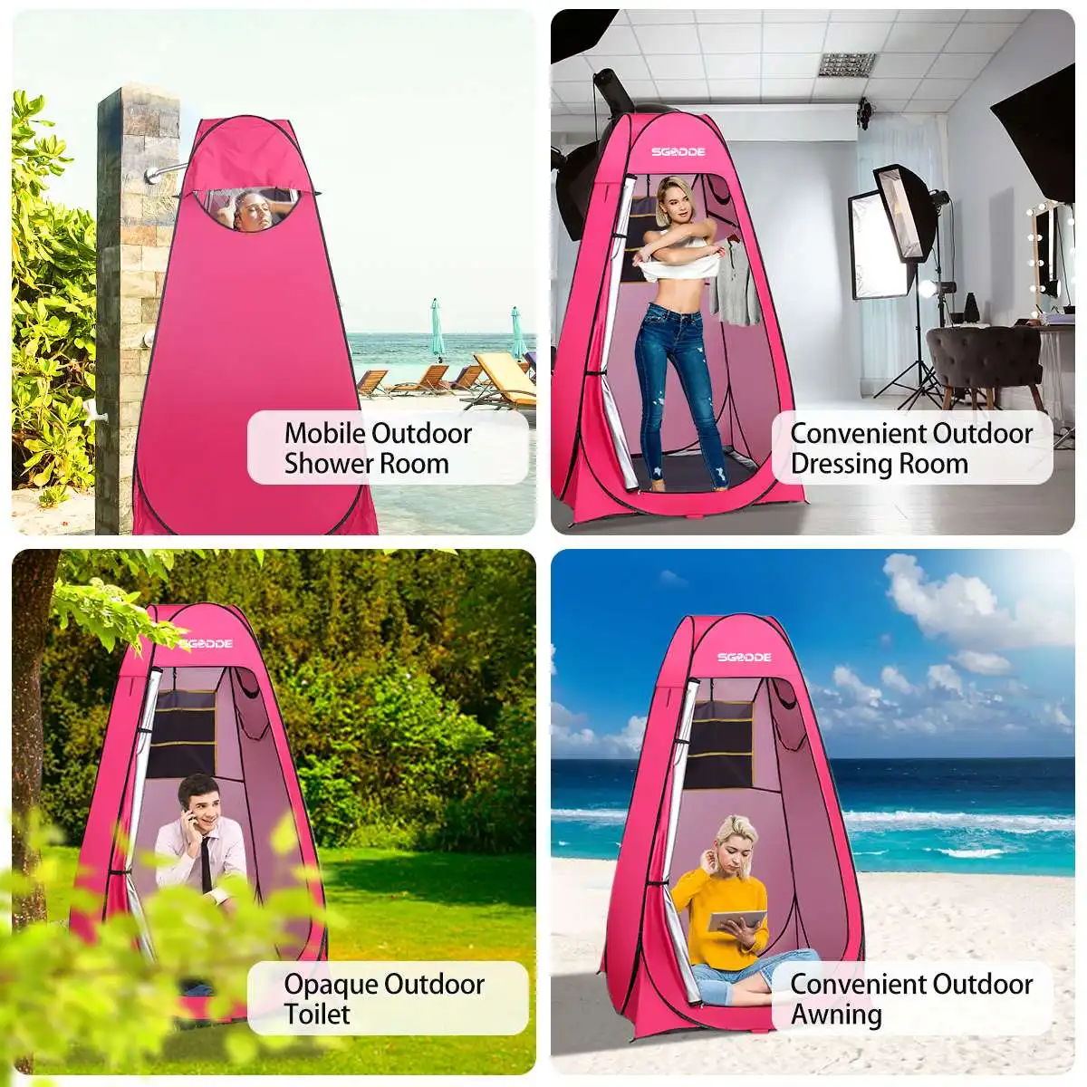 SGODDE Outdoor Camping Tent Portable Shower Bath Changing Fitting Room Rain Shelter Single Beach Privacy Toilet Tents | Спорт и