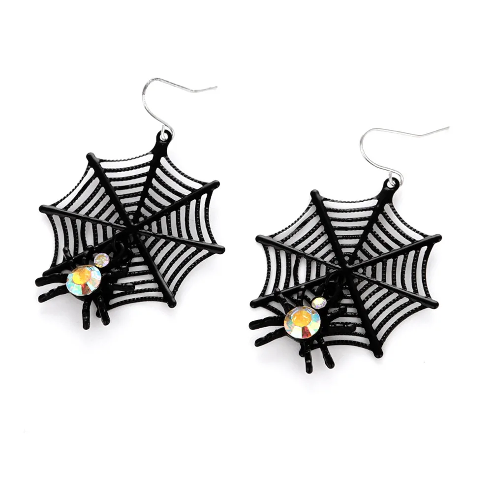 

E057 Halloween Gothic Ghost Spider Skull Terrorist Funny Crystal Earrings Street Party Gift Woman Jewelry 2021
