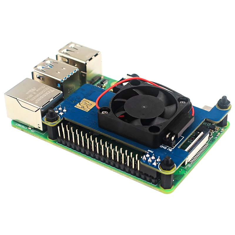 Плата расширения HAT Raspberry Pi 4 Power Over Ethernet (PoE) с охлаждающим вентилятором модуль PoE 5 В