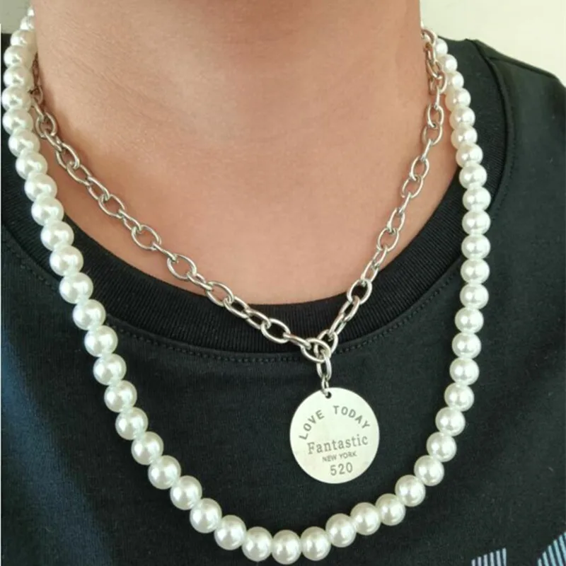 Ожерелье-чокер из кубинской цепи с жемчугом | Украшения и аксессуары