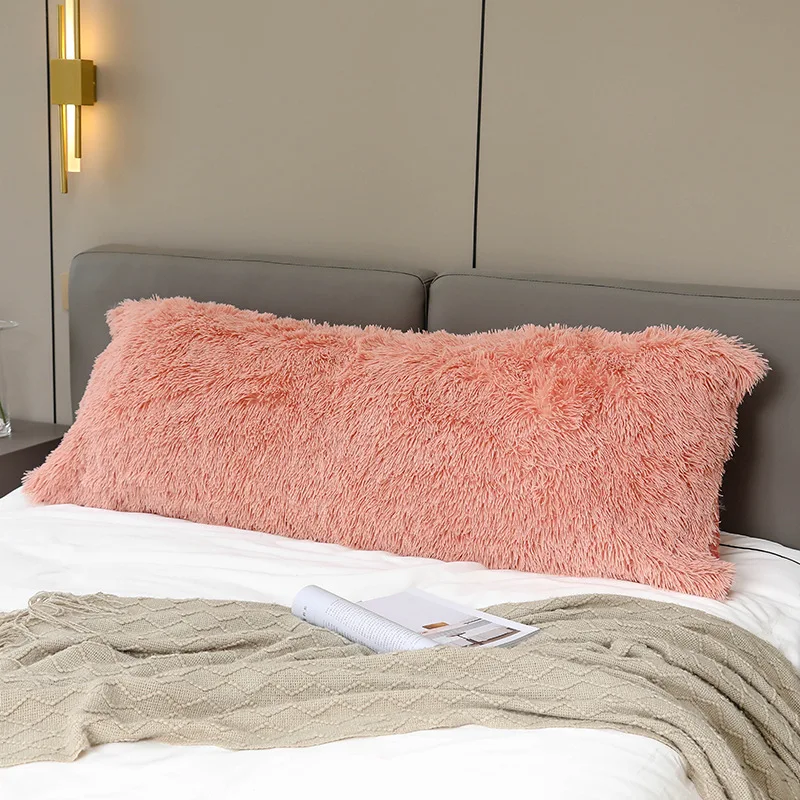 

Super Soft Long Plush Bed Pillows Cover Rainbow Colorful Winter Warm Fleece Pillowcase Side Zipper Fluffy Sleeping Pillow Case
